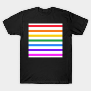 White and rainbow stripes - horizontal T-Shirt